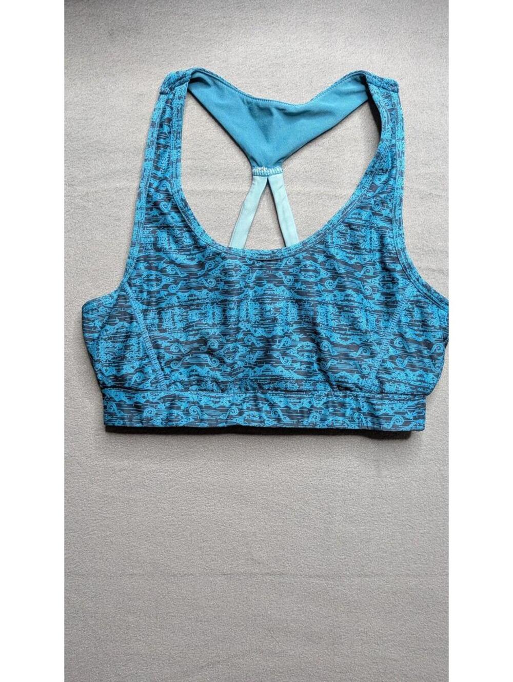 Mondetta Sports Bra Womens S Blue Music Note Print Racerback Yoga Workout